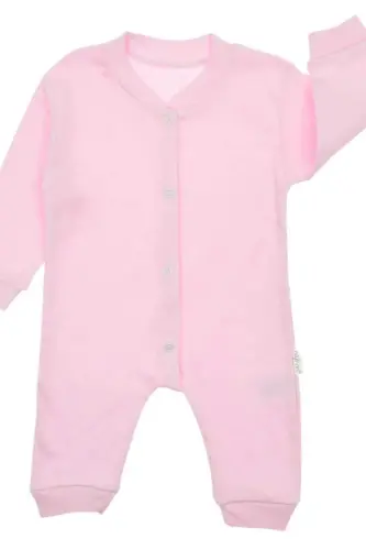 Новорожденный Детский Однотонный Комбинезон на Кнопках Unisex 100% Хлопок Эластичный 1-3-6 Месяцев-Розовый - 5