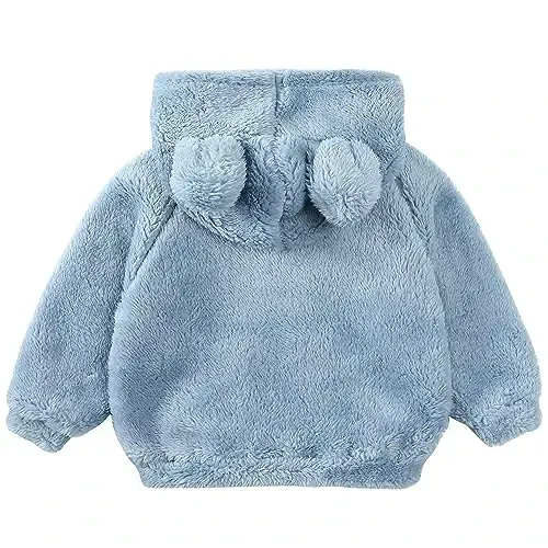 Newborn Infant Baby Boys Girls Cartoon Fleece Hooded Jacket Coat with Ears Warm Todder Kids Outwear Coat Zipper Up 0-6Y - MODAZONE (1)
