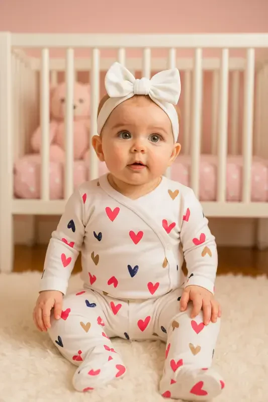 Yenidoğan Organik Pamuk 2’li Kız Erkek Bebek Takım - 1