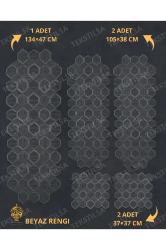 Новый Люкс Runner Салон Oda Sehpa Masa Örtü Takımı Fransız Güpürlü Çeyizlik Set BEYAZ 5 Parça-BEYAZ - 7