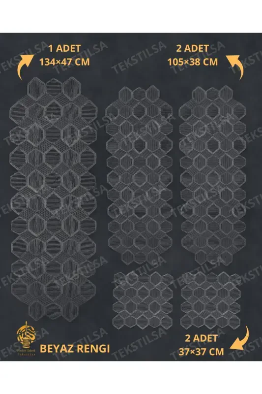 Новый Люкс Runner Салон Oda Sehpa Masa Örtü Takımı Fransız Güpürlü Çeyizlik Set BEYAZ 5 Parça-BEYAZ - 7