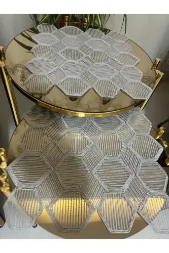 Новый Люкс Runner Салон Oda Sehpa Masa Örtü Takımı Fransız Güpürlü Çeyizlik Set GRİ 5 Parça-GRİ - 5