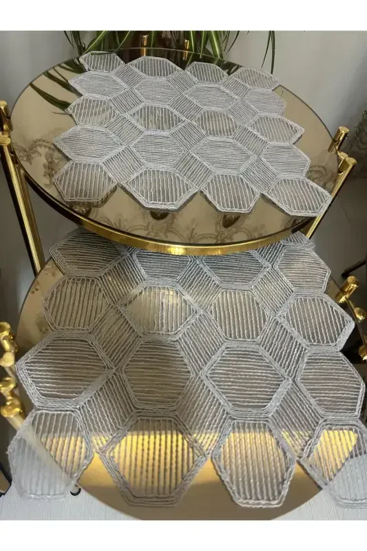 Новый Люкс Runner Салон Oda Sehpa Masa Örtü Takımı Fransız Güpürlü Çeyizlik Set GRİ 5 Parça-GRİ - 5