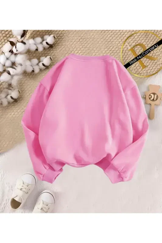 Новый сезон, трехниточный футер с начесом, оверсайз пудровый свитшот для детей и женщин, коллекция 