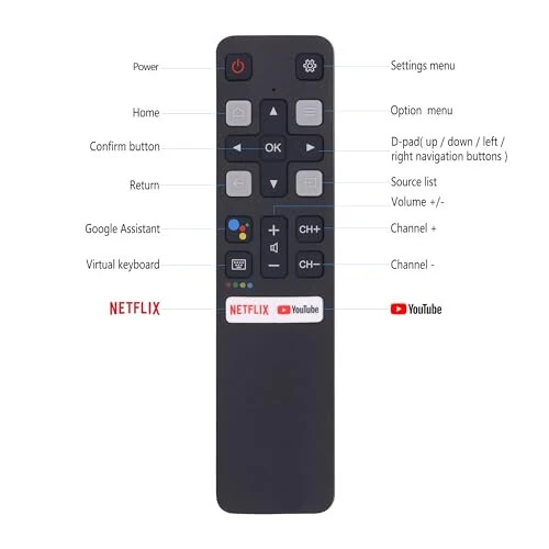 Новый Запасной Пульт ДУ RC802V FNR1 для TCL Android 4K Smart TV 50S434 55S434 75S434 40S330 70S430 32S334 55S435 50S435 43S434 32S6500A [Без Голосовой Функции] - NJALNKHM (1)