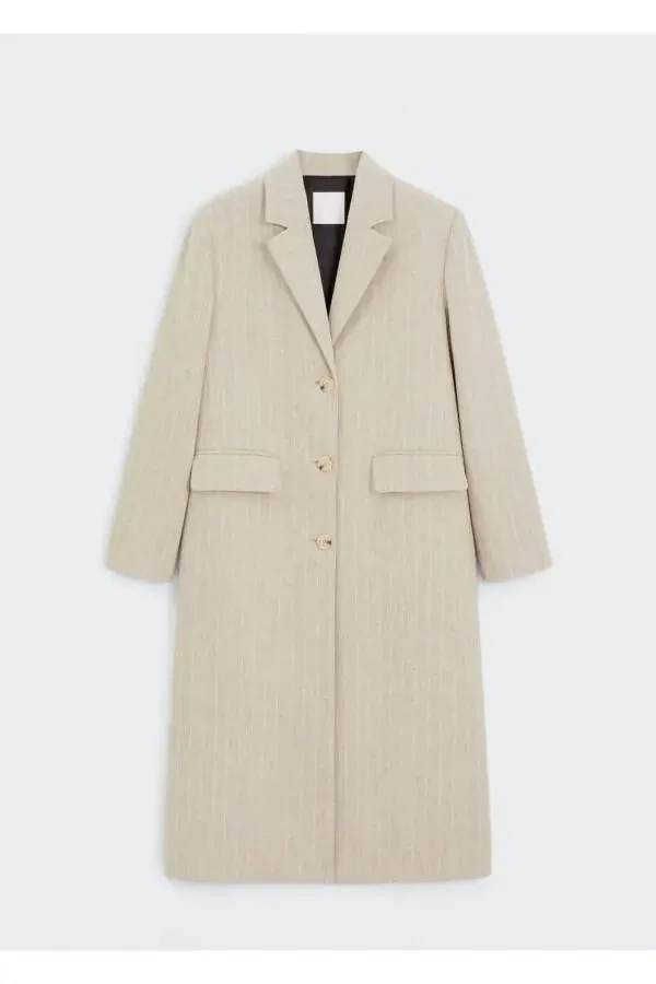 Nozik chiziqli jun palto - 3