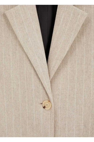 Nozik chiziqli jun palto - 6