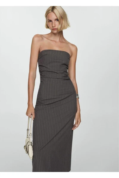 Nozik chiziqli yengsiz ko'ylak - MANGO