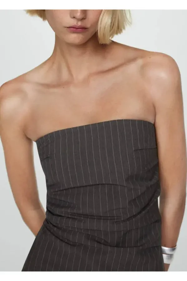 Nozik chiziqli yengsiz ko'ylak - 5