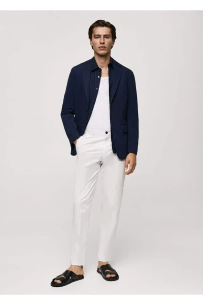 Nozik paxta matodan tayyorlangan ingichka burmali blazer - 2