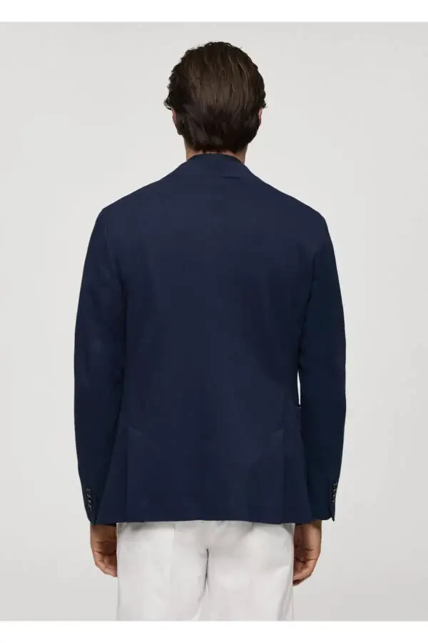 Nozik paxta matodan tayyorlangan ingichka burmali blazer - 4