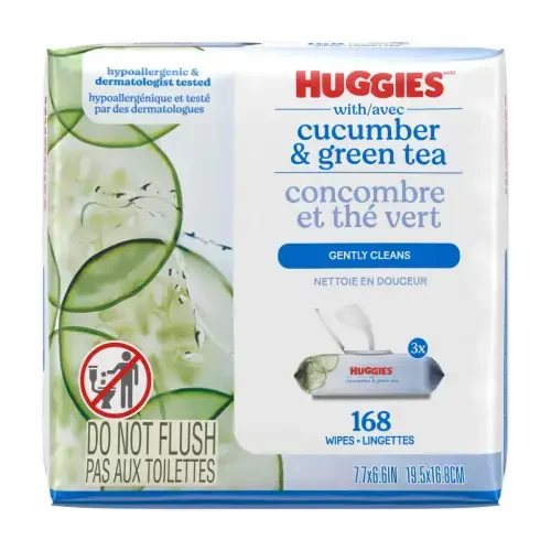 Nozik teriga mo'ljallangan Huggies Natural Care Refreshing bolalar uchun nam mato, 3 ta Flip-Top paket (jami 168 ta mato) - 6