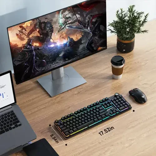 NPET S21PRO Беспроводная игровая клавиатура и мышь, светодиодная подсветка, аккумулятор 3500 мАч, механическая клавиатура с защитой от фантомных нажатий + мышь 7D 3200 DPI для ПК-геймеров (USB-приемник находится под мышью) - NPET (1)