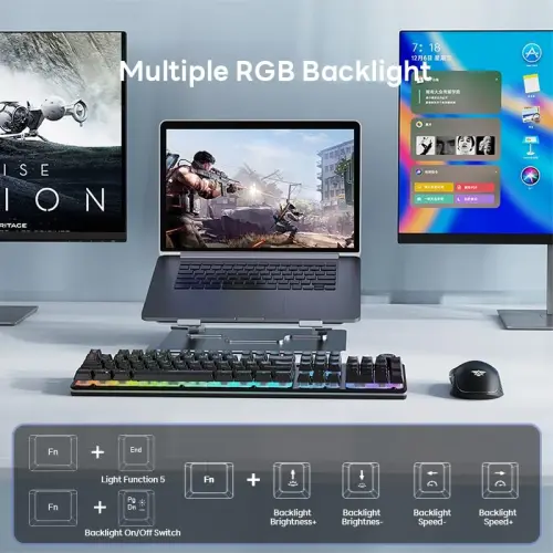 NPET S21PRO Wireless Gaming Keyboard and Mouse Combo, LED Backlit Rechargeable 3500mAh Battery, Mechanical Feel Anti-ghosting Keyboard + 7D 3200DPI Mice for PC Gamer（USB Receiver is Under The Mouse） - 6