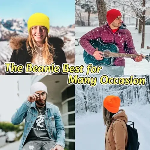NPQQUAN 3 Packs Erkaklar Ayollar uchun Unisex Beanie Shlyapalar Qishki Trikotaj Beanie - 7