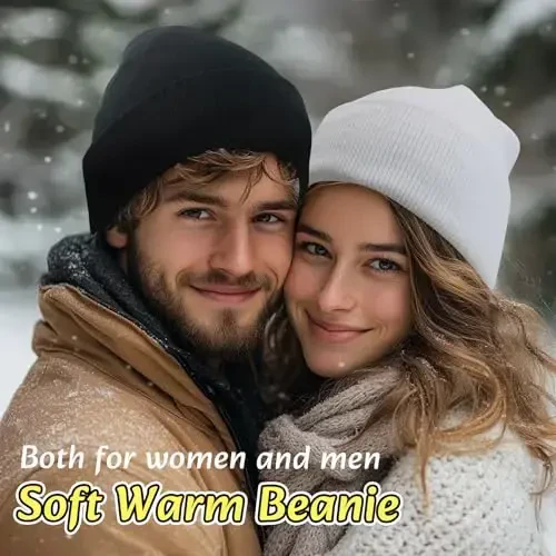 NPQQUAN 3 Packs Erkaklar Ayollar uchun Unisex Beanie Shlyapalar Qishki Trikotaj Beaniylar - 2