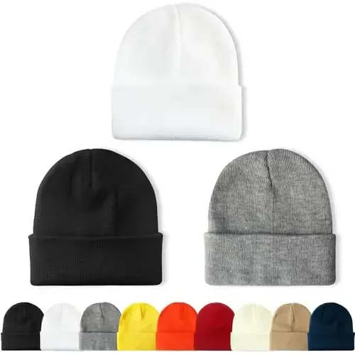 NPQQUAN 3 Packs Unisex Beanie Hats for Men Women Winter Knit Beanies - 1