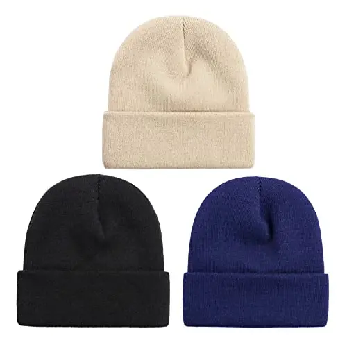 NPQQUAN 3 Packs Unisex Beanie Hats for Men Women Winter Knit Beanies - 1