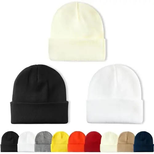 NPQQUAN 3 Packs Unisex Beanie Hats for Men Women Winter Knit Beanies - 1