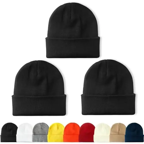 NPQQUAN 3 Packs Unisex Beanie Hats for Men Women Winter Knit Beanies - 7