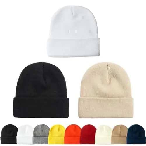 NPQQUAN 3 Packs Unisex Beanie Hats for Men Women Winter Knit Beanies - 1