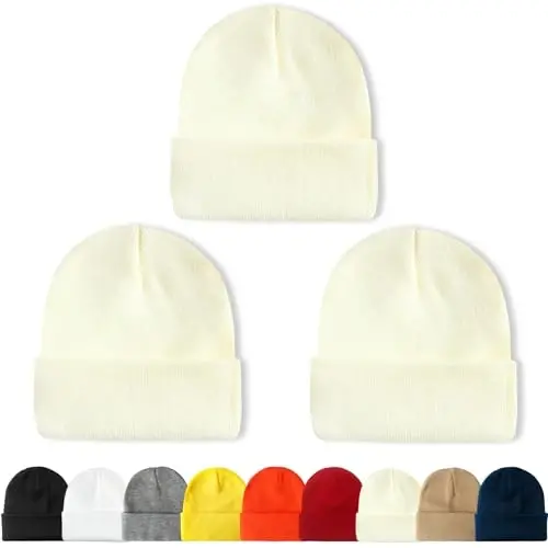 NPQQUAN 3 Packs Unisex Beanie Hats for Men Women Winter Knit Beanies - 1