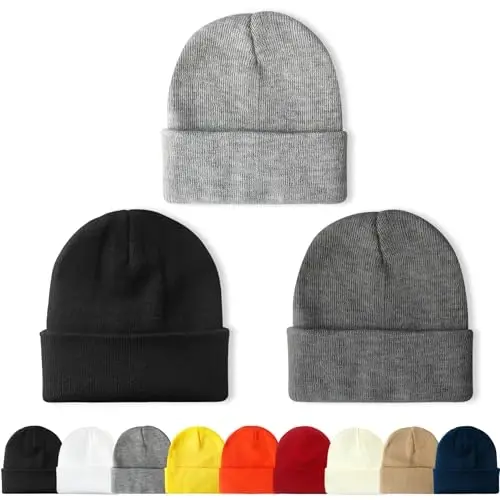 NPQQUAN 3 Packs Unisex Beanie Hats for Men Women Winter Knit Beanies - 1