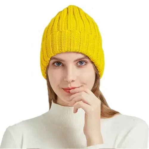 NPQQUAN Ayollar uchun qalin issiq qishki shapkalar Triko Bini Shlyapa Bosh suyagi qopqog'i Erkaklar va ayollar uchun binilar - NPQQUAN