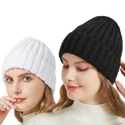 NPQQUAN Ayollar uchun qishki issiq shapkalar Triko shapka Bosh suyagi qopqog'i Erkaklar va ayollar uchun shapkalar - 7