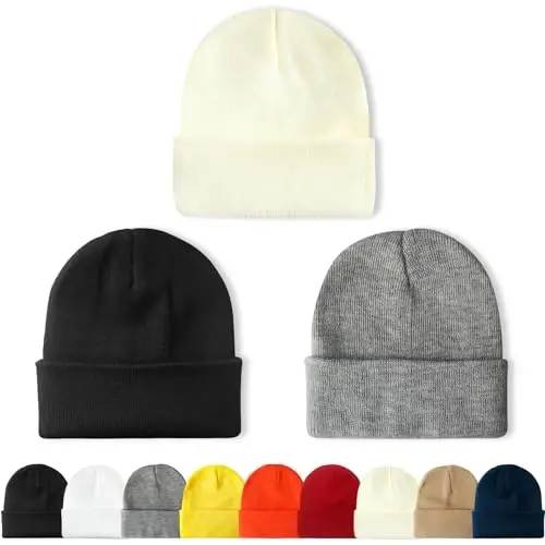 NPQQUAN erkaklar va ayollar uchun 3 dona unisex shapka to'plami Qishki trikotaj shapkalar - 7