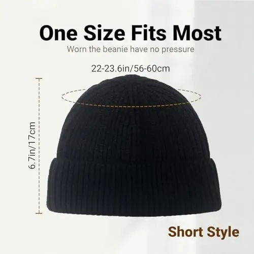 NPQQUAN Fisherman Beanies for Men Women Short Cuff Knit Beanie Winter Warm Hats Cap - 5
