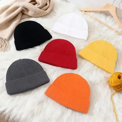 NPQQUAN Fisherman Beanies for Men Women Short Cuff Knit Beanie Winter Warm Hats Cap - 7