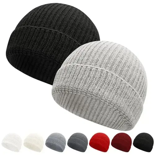 NPQQUAN Fisherman Beanies for Men Women Short Cuff Knit Beanie Winter Warm Hats Cap 
