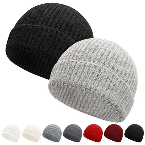 NPQQUAN Fisherman Beanies for Men Women Short Cuff Knit Beanie Winter Warm Hats Cap 