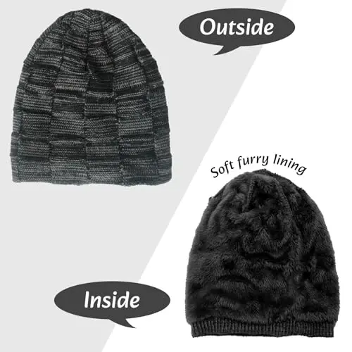 NPQQUAN Winter Hats for Men Women Beanie Thick Warm Hat Lined Knit Beanies - 3