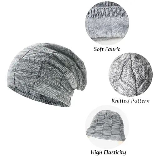 NPQQUAN Winter Hats for Men Women Beanie Thick Warm Hat Lined Knit Beanies - 4
