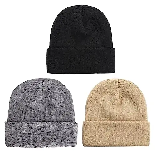 NPQQUAN Erkekler Kadınlar için 3'lü Paket Unisex Bere Şapkalar Kışlık Örme Bereler - 7