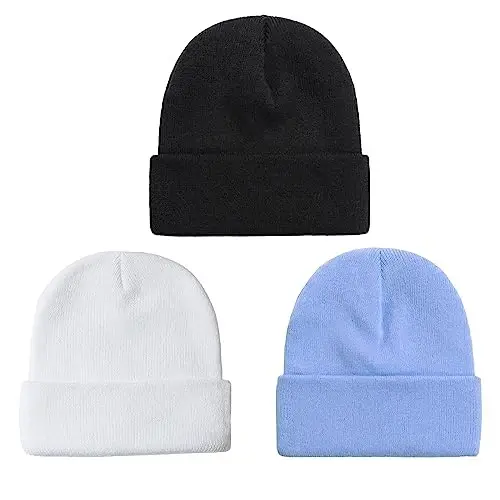 NPQQUAN Erkekler Kadınlar için 3'lü Paket Unisex Bere Şapkalar Kışlık Örme Bereler - 7