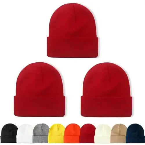 NPQQUAN 3 Packs Unisex Beanie Hats for Men Women Winter Knit Beanies - 1