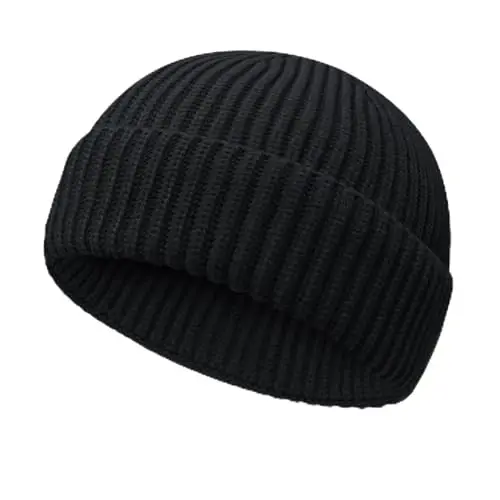 NPQQUAN Fisherman Beanies for Men Women Short Cuff Knit Beanie Winter Warm Hats Cap - 1