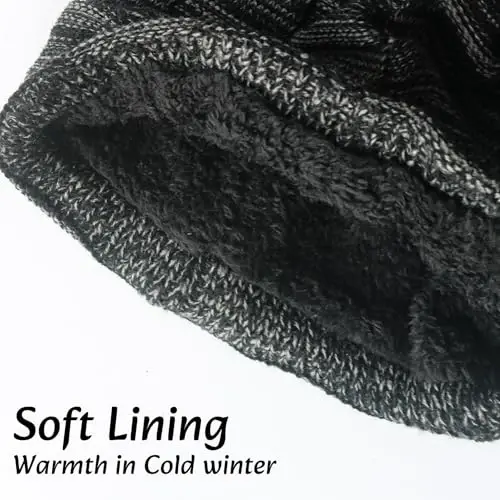 NPQQUAN Winter Hats for Men Women Beanie Thick Warm Hat Lined Knit Beanies - NPQQUAN (1)