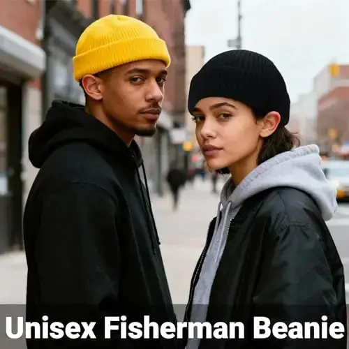 NPQQUAN Fisherman Beanies for Men Women Short Cuff Knit Beanie Winter Warm Hats Cap - 2