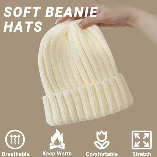 NPQQUAN Thick Warm Winter Hats for Women Knit Beanie Hat Skull Cap Beanies for Men Women - 3