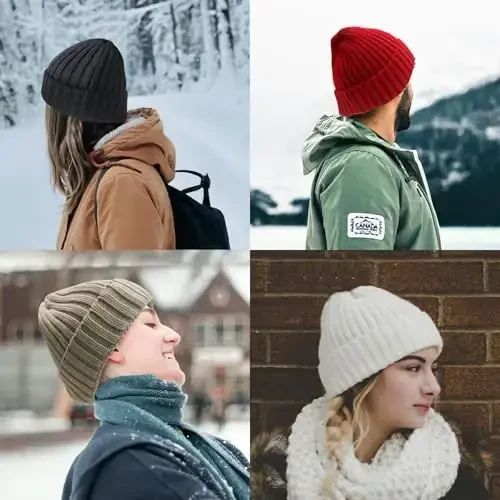 NPQQUAN Thick Warm Winter Hats for Women Knit Beanie Hat Skull Cap Beanies for Men Women - 6
