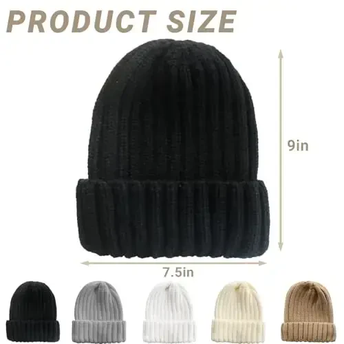 NPQQUAN Thick Warm Winter Hats for Women Knit Beanie Hat Skull Cap Beanies for Men Women - 5