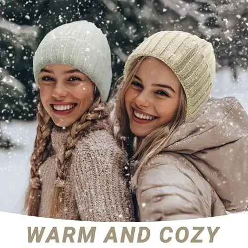 NPQQUAN Thick Warm Winter Hats for Women Knit Beanie Hat Skull Cap Beanies for Men Women - 4