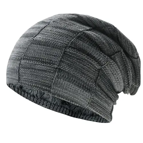 NPQQUAN Winter Hats for Men Women Beanie Thick Warm Hat Lined Knit Beanies - 1
