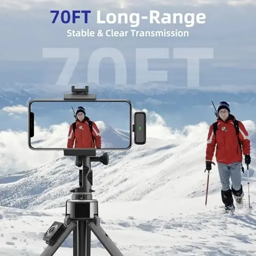 NPTCL 2 Pack Wireless Lavalier Microphone for iPhone 14/13/12 Lapel Mic Lightning Lav Mic with 24 H Charging Case for Video Recording Vlog TikTok Instagram - Noise Reduction 70 FT Transmission - 4