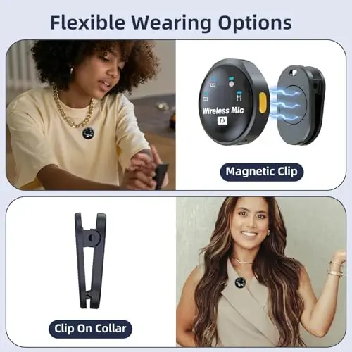 NPTCL Wireless Lavalier Mini Microphone for iPhone 17 16 15 - Noise Canceling USB C Phone Microphone for Android Video Recording Vlogging TikTok, Magnetic Lapel Mic with Charging Case - 2