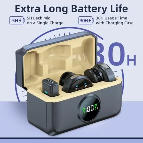 NPTCL Wireless Lavalier Mini Microphone for iPhone 17 16 15 - Noise Canceling USB C Phone Microphone for Android Video Recording Vlogging TikTok, Magnetic Lapel Mic with Charging Case - 4